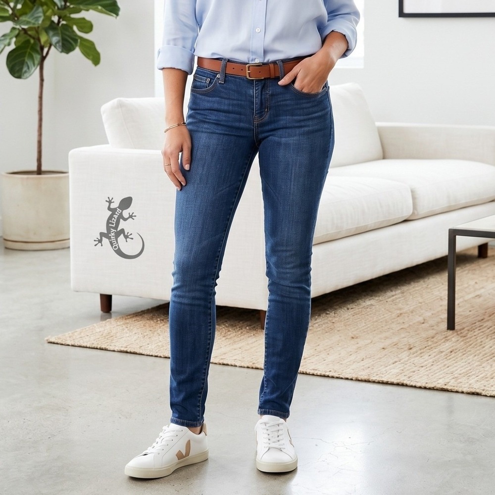 Current Elliott Skinny Jeans Womens 27 Blue Denim Low Rise Stretch Long Inseam